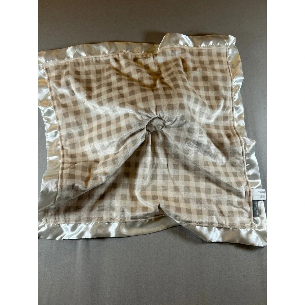 Hallmark Baby Bunny Lovey Security Blanket Plush Gingham Satin Trim KAM2034